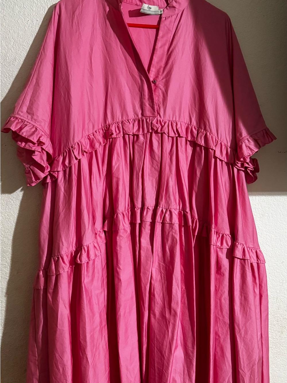 Devotion TWINS Hot Pink Ruffled Neckline dress